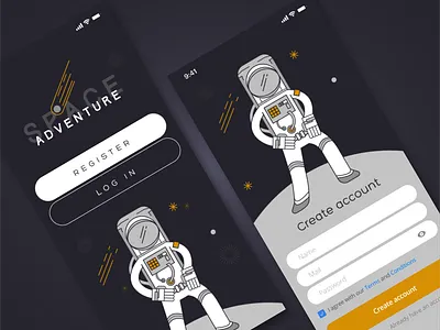 Space Adventure App affinitydesigner app app design astronaut figma space ui ux vector vector art