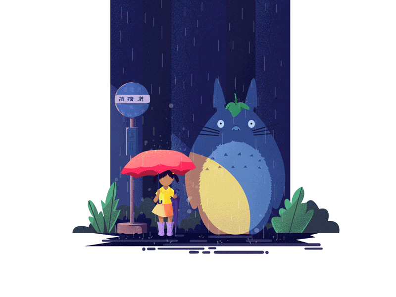 ❤ totoro flat illustration