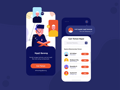 Ngaji Bareng Mobile App app application art design flat illustration illustrator mobile mobile ui ui ux