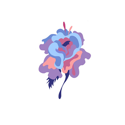 Melting Rose flower illustration melting pastel sixties vintage