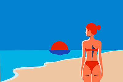 Beach please beach digital art digital illustration illustration minimal minimal illustration summer swimsuit woman