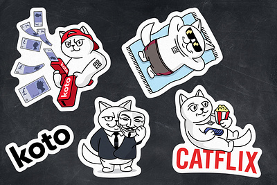 koto stickerpack anonymous bank cat character gift illustration koto mascot mascot design money gun pack sticker