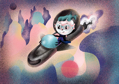 Cosmo Boy art boy cartoon character design childrens illustration concept cosmonaut cosmos flying illustration illustration art pastel colors sci fi ufo vintage vintage cars