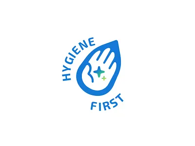 Hygiene First Logo blue clean drop green hand sanitizer logo design soap squeakyclean star water