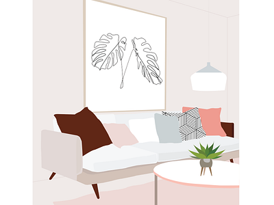 Reading Nook art corners flat illustration furniture house illustration illustrator room