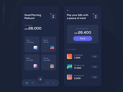 Digital Wallet Dark - Do all your family transactions! app design design illustraion illustration mobile app mobile app design mobile design mobile ui ui uiux