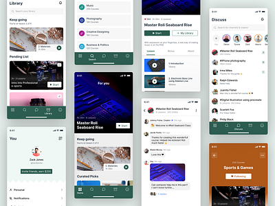 Learning App UI Kit chat community design learning mobile netflix skillshare ui uikits video