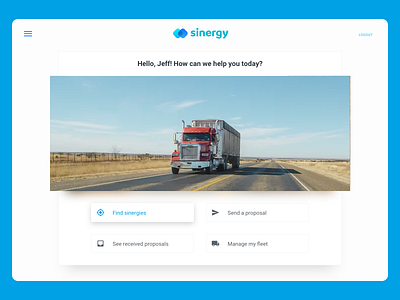 Sinergy home screen logistics truck