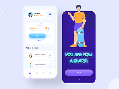 Skateboard learning mobile app 🏂 app app design flat ios learn learning learning app minimal mobile skate skateboard ui ux