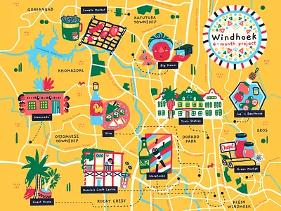 Windhoek Map📍🇳🇦 africa african african animals art city city illustration design food illustrated map illustration kids love map memories music namibia nature township travel windhoek