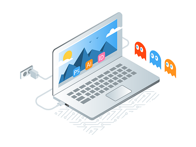 Isometric laptop adobeillustrator art artwork colored design dribbble flat design gradient grid illustration illustrator isometric vector