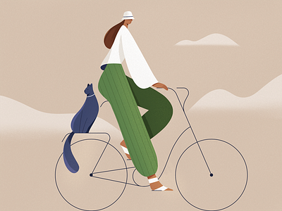 Friends 2d bicycle bike cat character characters design flat girl illustration people people illustration procreate shape style texture