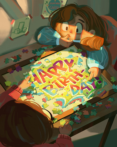 Happy Birthday To My Best Friend birthday cartoon character girl illustration picture puzzle