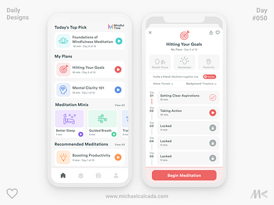 Daily Designs in Quarantine #50 app balance body brain calm coronavirus dailyui design health ios meditate meditation meditation app mental health mind mindful positivity ui ux welness
