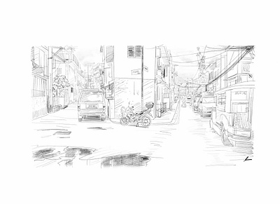 split street cityscape illustration pencil art sketch street urban