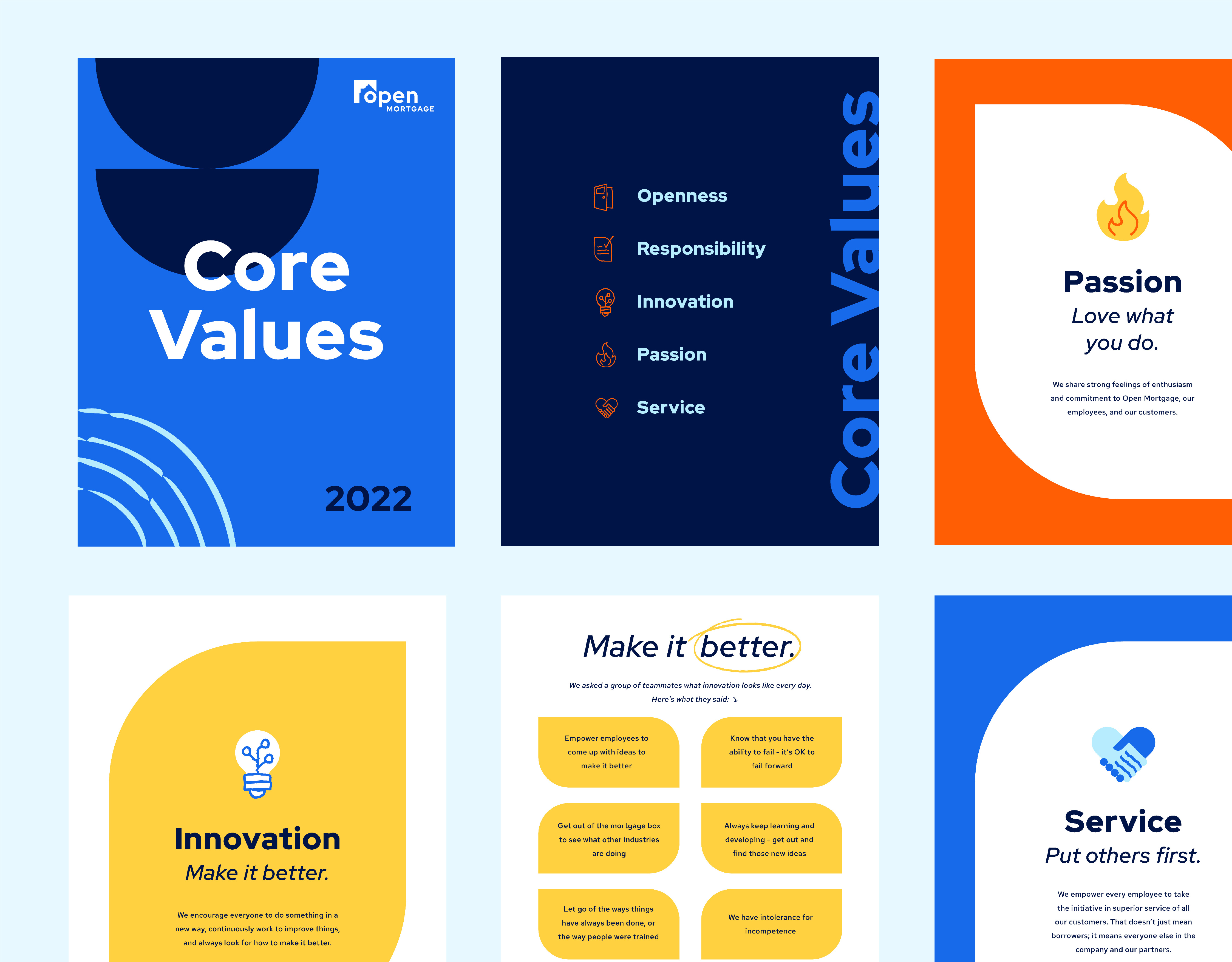 Open Mortgage Brand Refresh bank booklet branding flyer illustration mortgage print print design typography