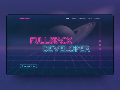 Sawa Studio - Website UI cyberpunk design landing landingpage synthwave ui ux vapour web website