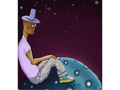 mad man at galaxy drawing visual graphic illustration paint ui