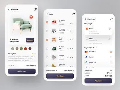 Orix Furniture App cart chair chair design checkout checkout page clean dribbble best shot dribbbleweeklywarmup ecommerce ecommerce app ecommerce design furniture furniture app furniture design furniture store minimal popular popular design product sofa