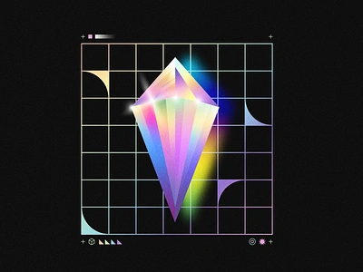 Sapphire XTAL // Grid abstract art branding crystal glow gradient grid icon iconography illustration josh warren logo logomark reflect shine tech texture ui web web3