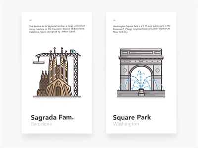 Sagrada & Square park barcelona branding city design icon icon set illustration infographic landmark location new york outside park place sagrada sagrada familia spain square park travel vector