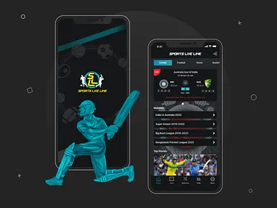 Sports Live Line App Design cricket dark ui graphicdesign illustration light ui logo mobile app design sports sports app ui ui design ux ux design