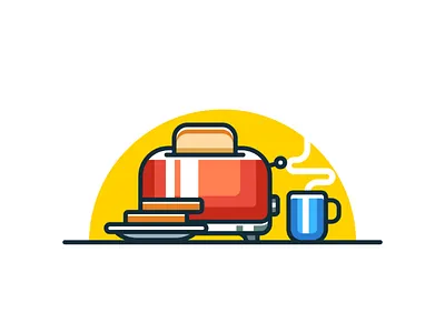 Toaster affinitydesigner breakfast icon illustration minimal toaster
