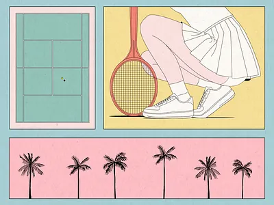 miami beach 80s body collage girl illustration miami miami beach miami vice palmtrees pastel retro sport tennis ball texture vintage