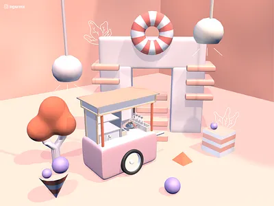 Indonesian Food Outlet Carnival 3d 3d art 3d artist blender brand branding c4d carnival design design art dribbble illustration interfaces outlet store ui ux vector