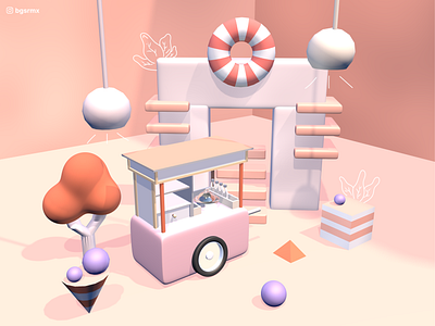 Indonesian Food Outlet Carnival 3d 3d art 3d artist blender brand branding c4d carnival design design art dribbble illustration interfaces outlet store ui ux vector