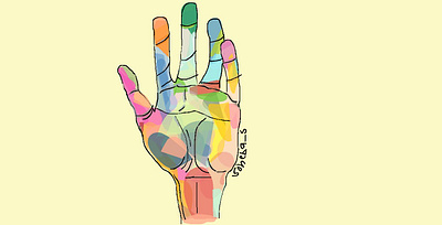 A virtual abstract hand for change cartoon colors copicmarkers fill illustration vector