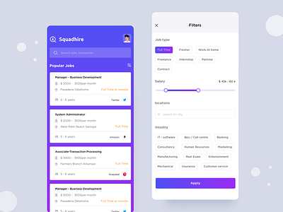 Job posting app company hiring job application job board job listing jobs mobile ui uipractice