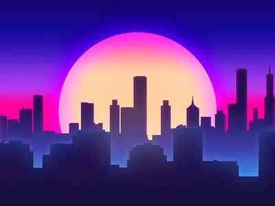 Retro Vibes art artwork blue city clean color creative daily design digital flat gradient graphic design illustration inspiration minimal photoshop retro retrowave synthwave