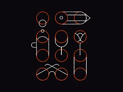 (in)visible design flat glasses home office illustration lines minimal outline pattern procreate still life table template texture things work from home