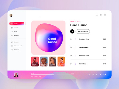 Music Player Web Application album application colorful design gradient music music app music art music player music web player playlist trendy uiux userinterface web app