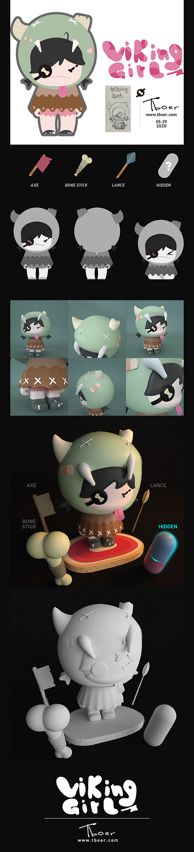viking girl 3d c4d c4d design graphic illustration toy
