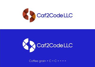 Caf2Code logo brand branding clean code coffee coffee grain concept corporate graphic design icon identity logo visual design