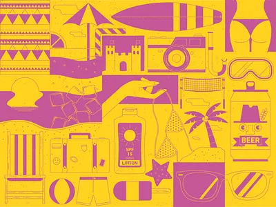 Beach Time 2d adobe beach beer design flatdesign holiday illustration vector