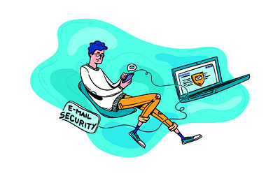 Email Security blog post bright color character computer digital illustration editorial email flat illustration illustration security vector illustration