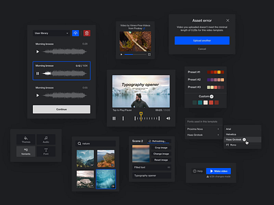 Motionden Editor Components animation app components design design system dialog dropdown editor element loader loading minimal motion motionden typography ui ux video editor web web app