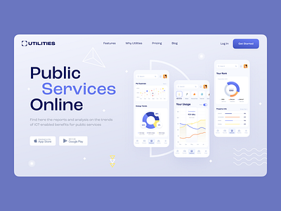 Public Services // Landing Page Concept app card clean dashboard design flat landing landing page minimalism mobile payment product design ui utilities utility ux web web app web design website