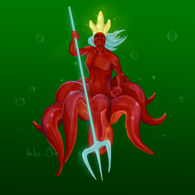 The Octopus Mermate 2d art 2d character book cover character design digital painting drawing illustration illustrator sketch sketching