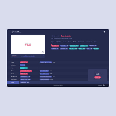 ClipVibe interface adobexd categories clip create videos dashboard drag and drop editing editorial interface premium user experience userfriendly vibe video videoeditor videos web webdesign