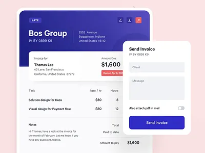 Invoice Customization animation billing clients company component form invoice send invoice ui ux