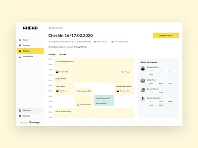 Ahead Web App agenda app app design booking booking system calendar coach design ui ux uxui web web app web design workshop