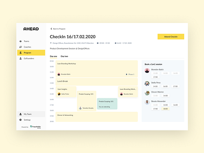 Ahead Web App agenda app app design booking booking system calendar coach design ui ux uxui web web app web design workshop