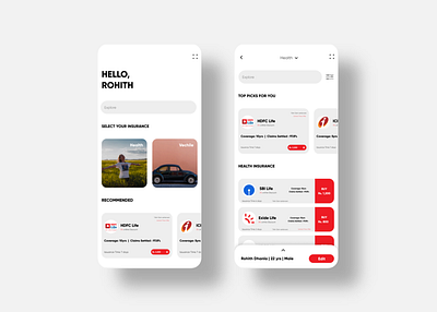 Insurance App Design design app designer insurance insurance app insurance company interface minimal mobile ui uidesign uiux visual design