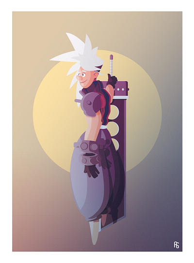 CLOUD - FF7 fanart cartoon cartoon character cdchallenge challenge character characterdesign digitalart draw drawing fanart fantasy finalfantasy game illustration illustrator videogame