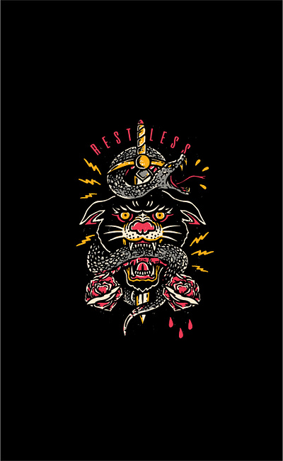 clothing brand design brand graphic design hipster illustration panther snake tattoo tshirt design