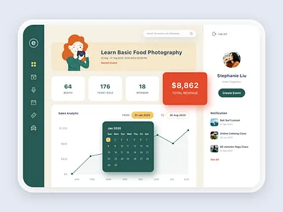 Dashboard Page for Event Management app app design clean ui design dashboard dribbble event icon illustration management product design ui ux web design
